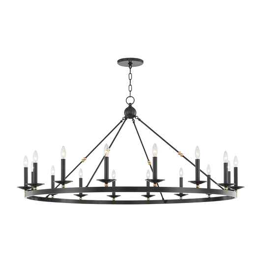 16-Light Wagon-Wheel Chandelier / Aged Old Bronze