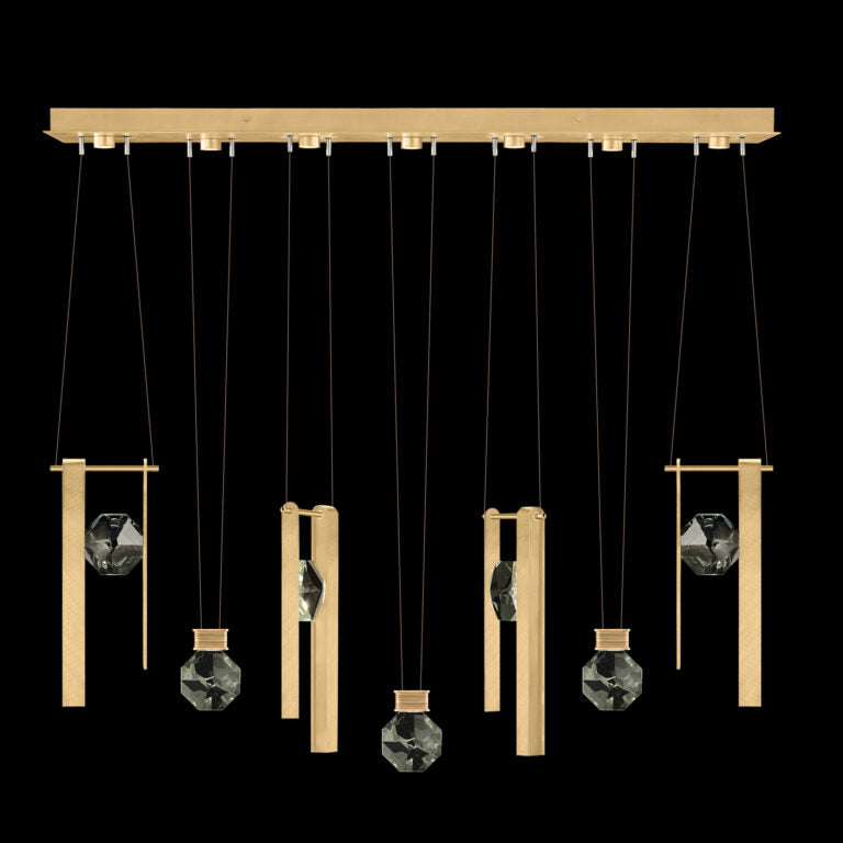 60-Inch Seven-Drop Crystal LED Pendant Light / Gold
