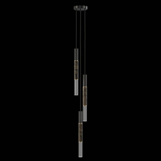8.5-Inch Tubular LED Pendant Light / Black / Brass / Charcoal