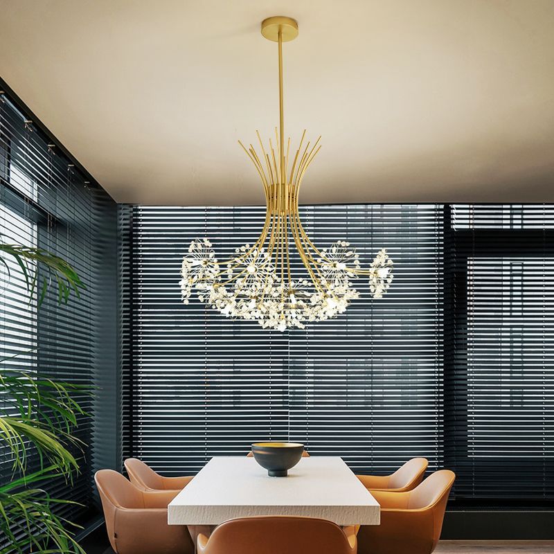 13-Light Dandelion Crystal LED Chandelier / 13 Heads Black White Light