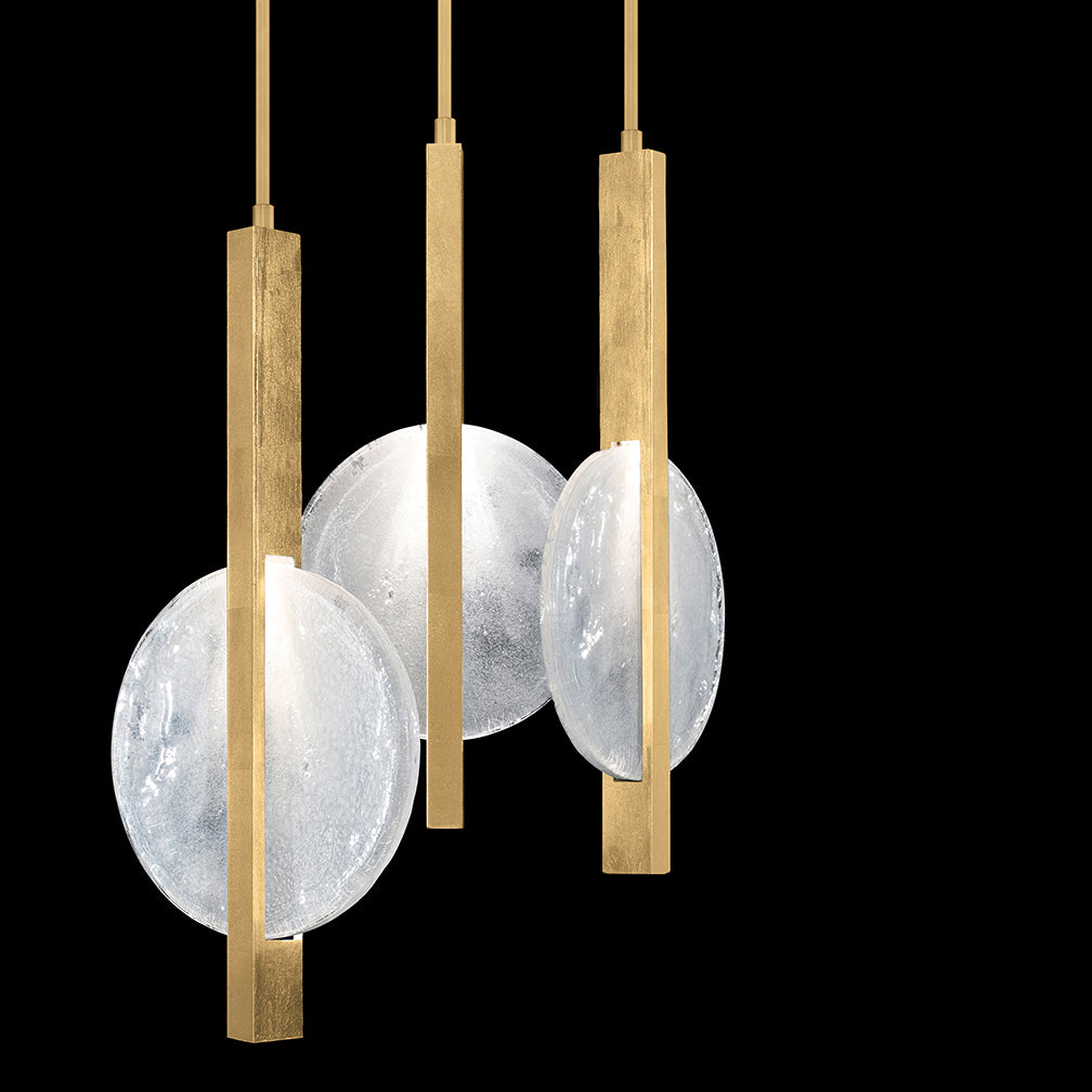 16-Inch Three-Drop Glass Pendant Light / Black