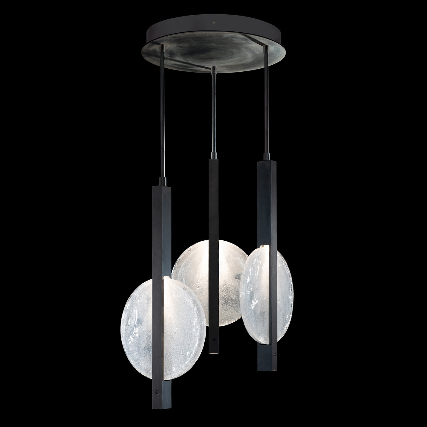 16-Inch Three-Drop Glass Pendant Light / Soft Gold