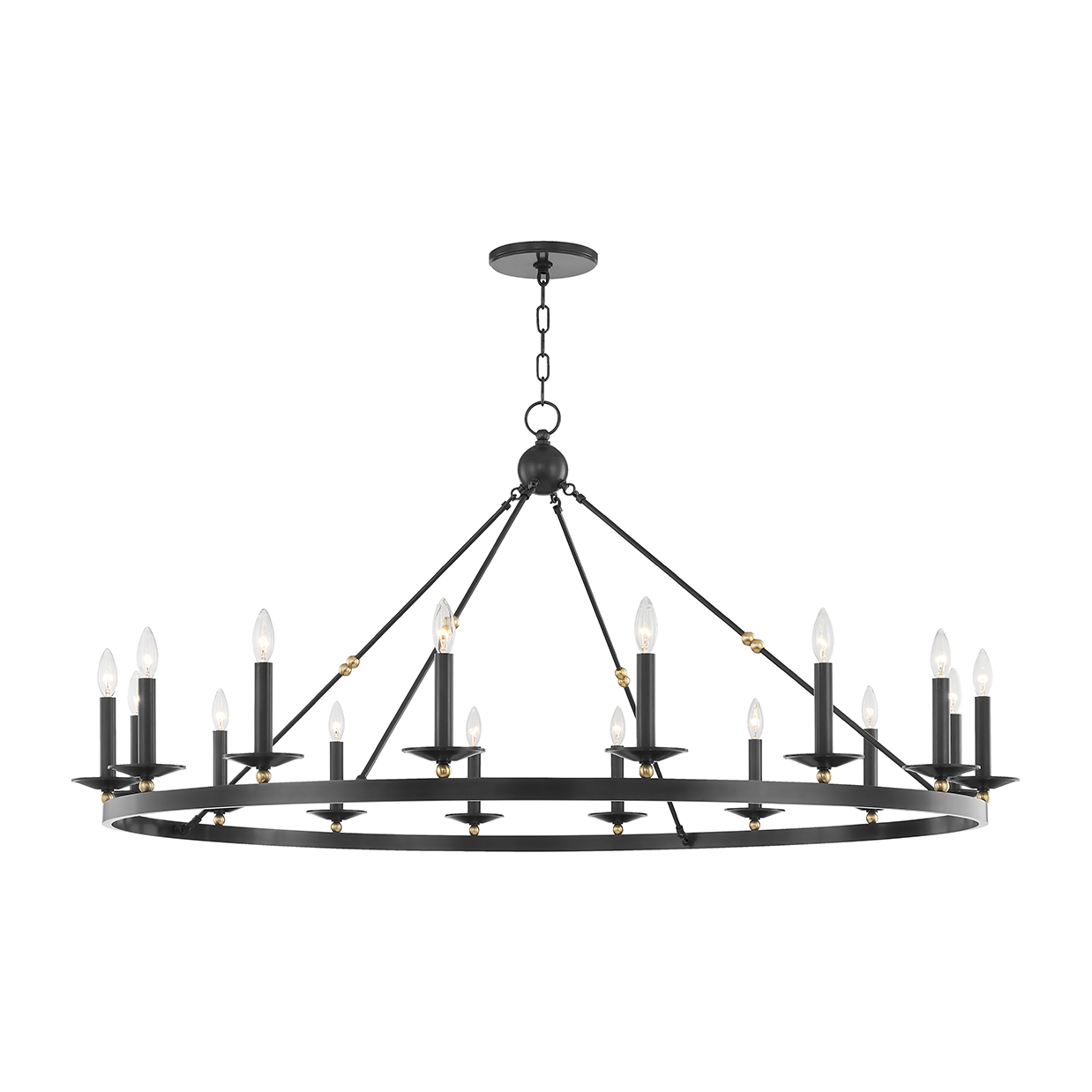 16-Light Wagon-Wheel Chandelier / Aged Old Bronze