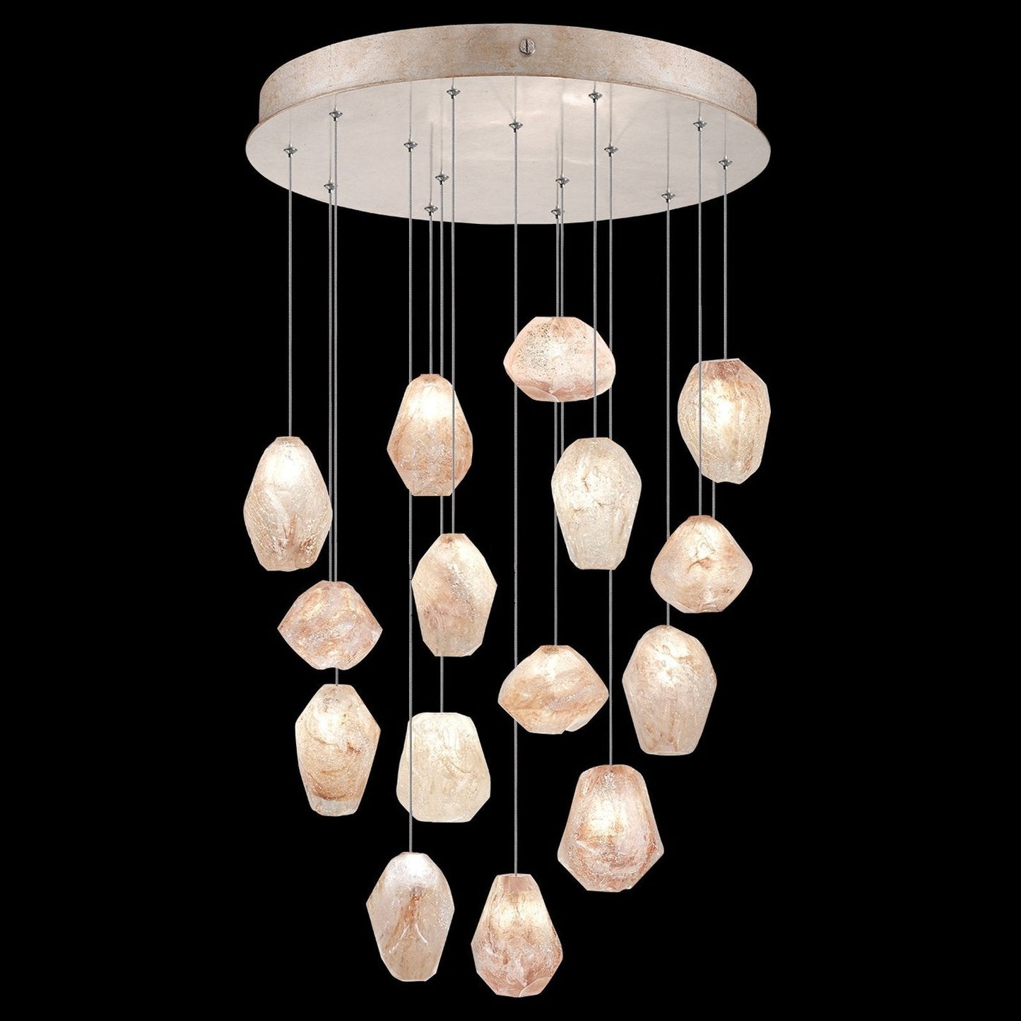 21-Inch Natural Quartz Glass Pendant Light / Gold