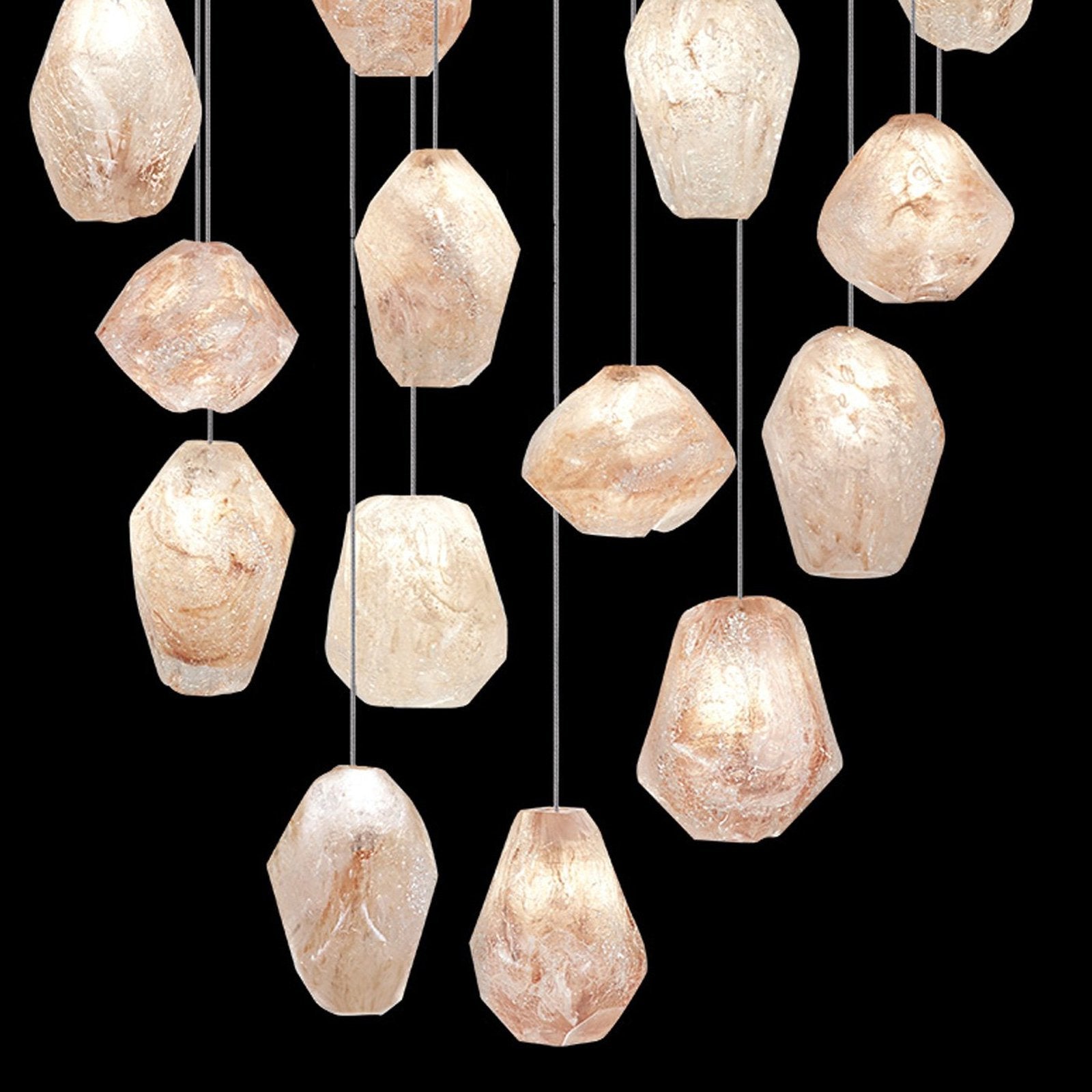 21-Inch Natural Quartz Glass Pendant Light / Silver