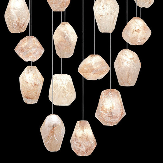 21-Inch Natural Quartz Glass Pendant Light / Silver