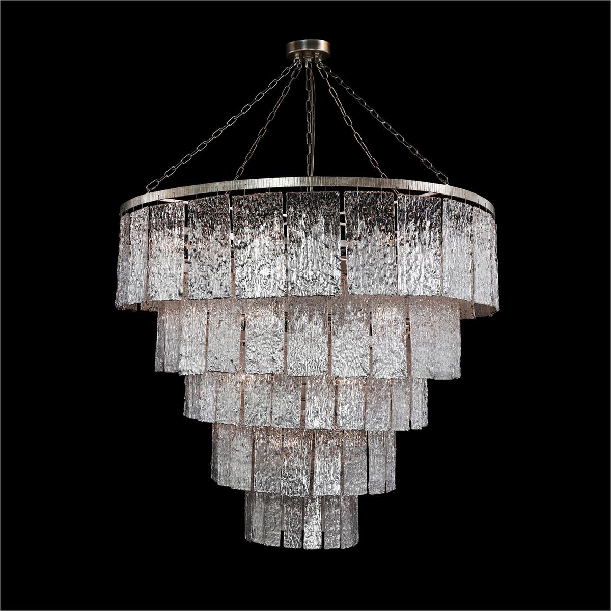24-Light Silver Slumped Glass Chandelier / Default Title