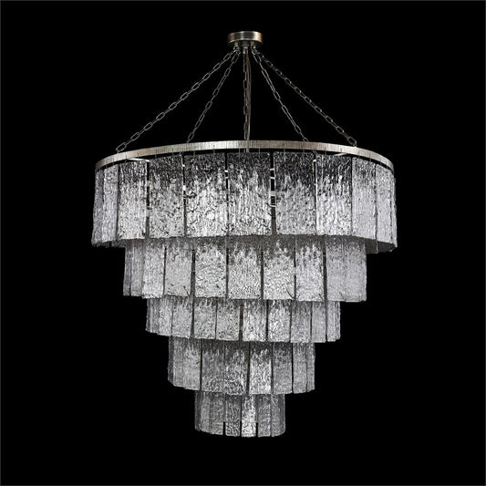 24-Light Silver Slumped Glass Chandelier