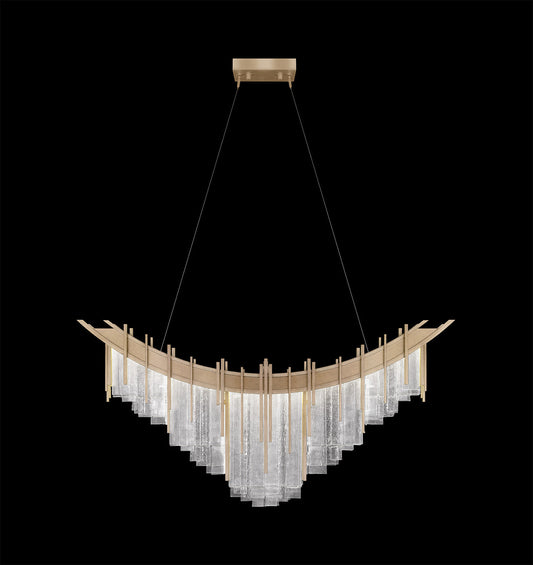 44.75-Inch Cascading Glass Linear Pendant Light / Soft Gold / Clear
