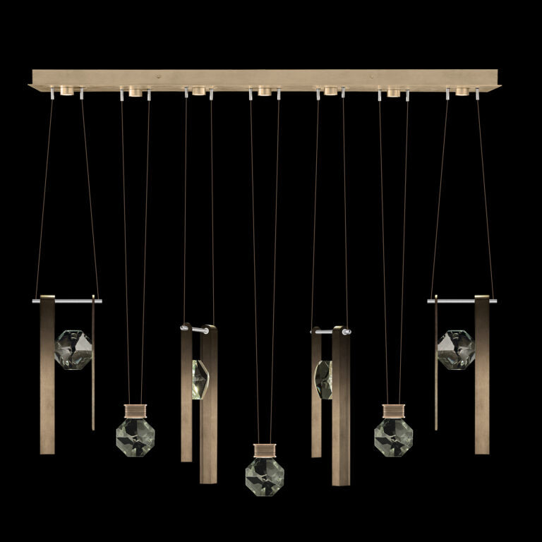 60-Inch Seven-Drop Crystal LED Pendant Light / Bronze