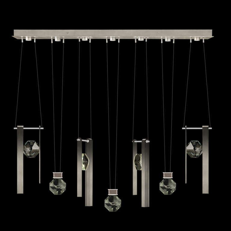 60-Inch Seven-Drop Crystal LED Pendant Light / Soft Ombre Silver