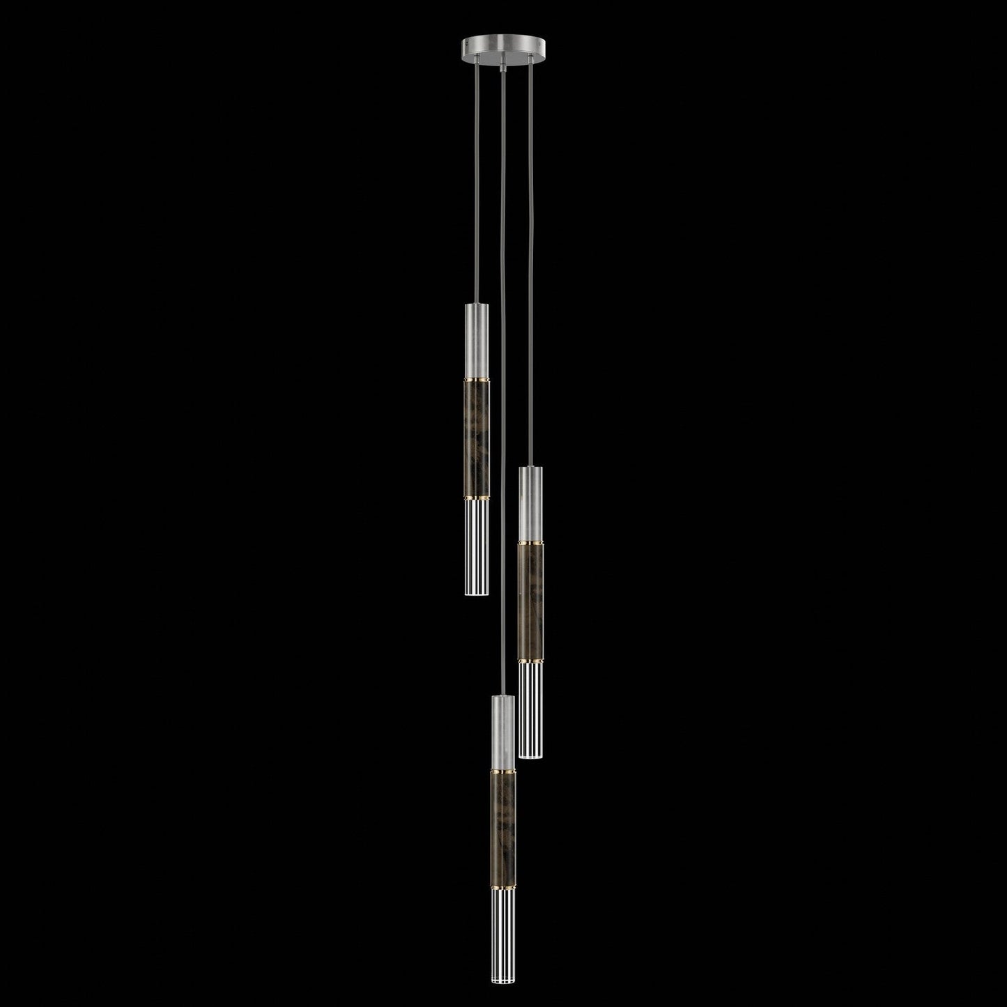 8.5-Inch Tubular LED Pendant Light / Silver Leaf / Brass / Charcoal