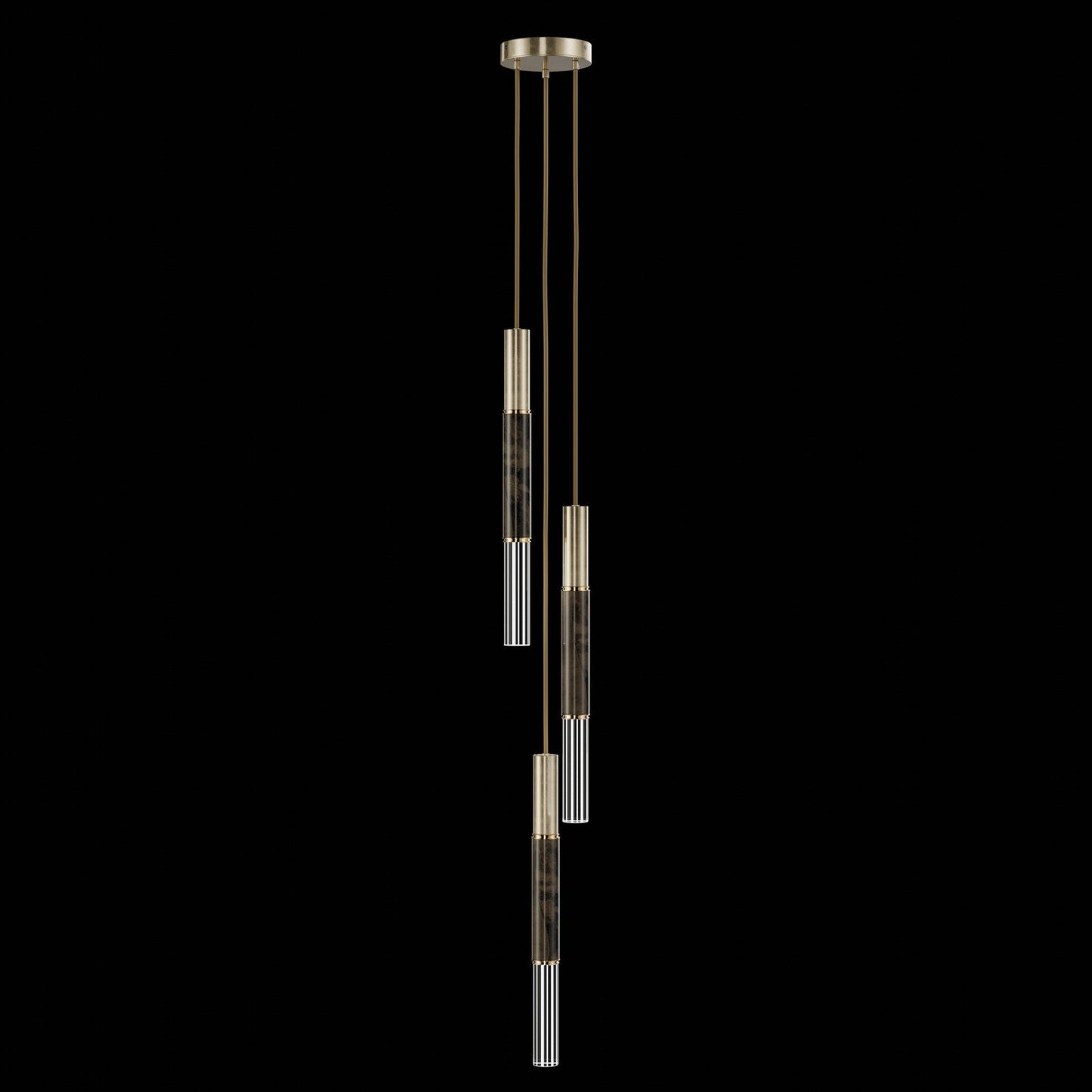 8.5-Inch Tubular LED Pendant Light / Soft Gold Leaf / Brass / Charcoal