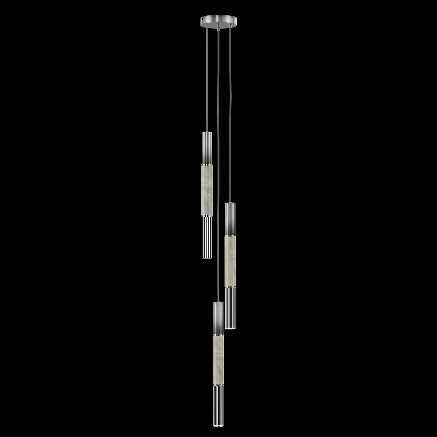 8.5-Inch Tubular LED Pendant Light / Ombre Silver / Brass / Smoke