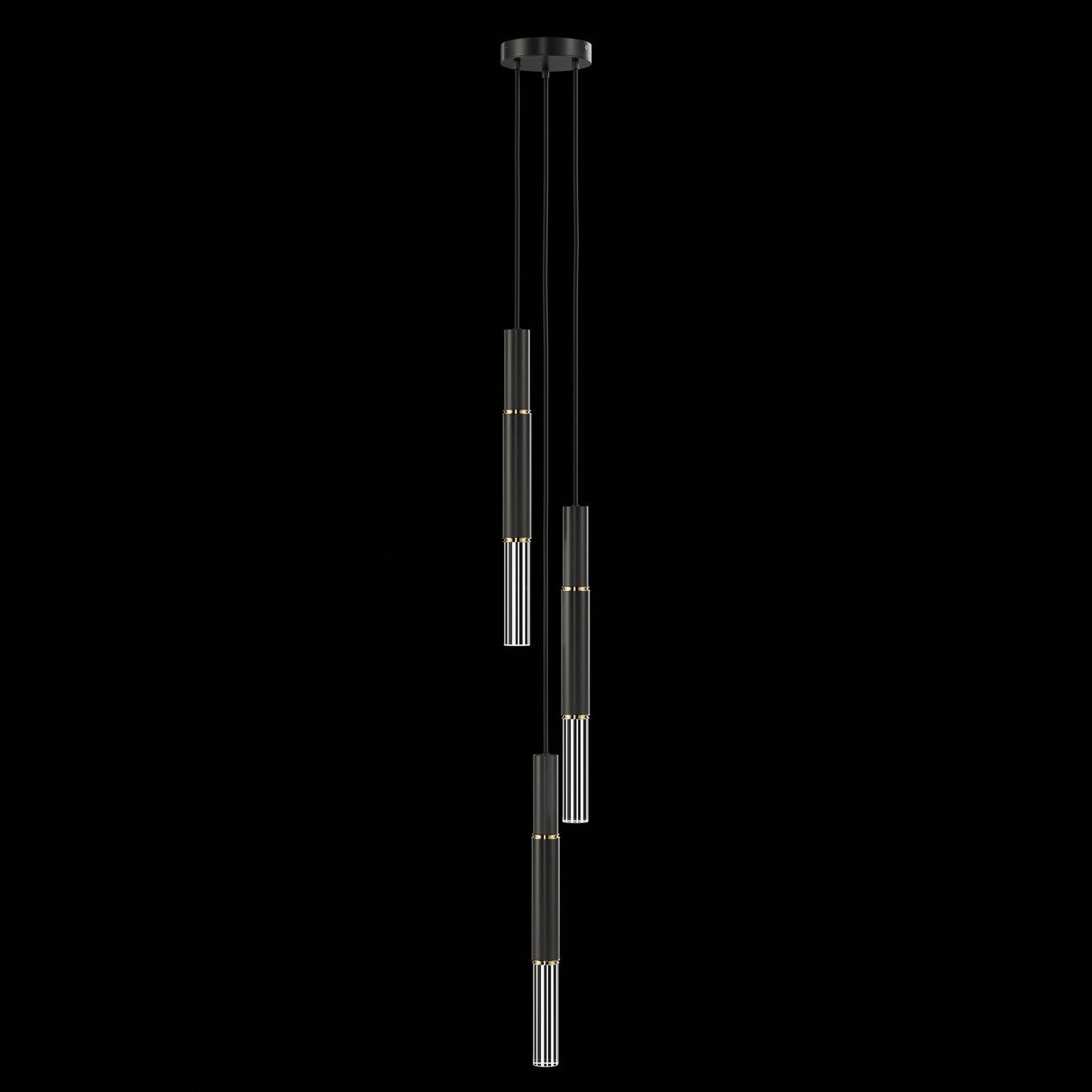 8.5-Inch Tubular LED Pendant Light / Black / Brass / No Skin