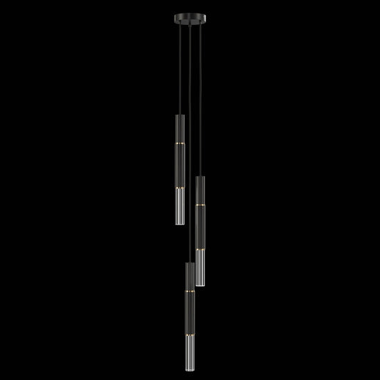 8.5-Inch Tubular LED Pendant Light / Black / Brass / No Skin