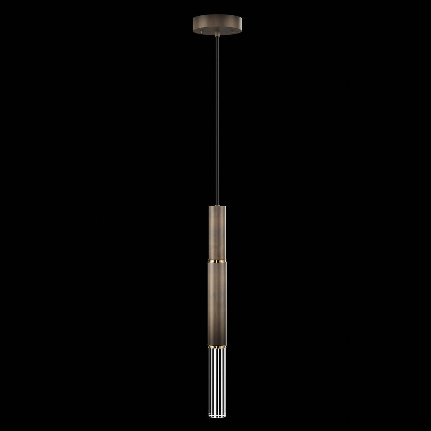 8.5-Inch Tubular LED Pendant Light / Bronze / Brass / No Skin