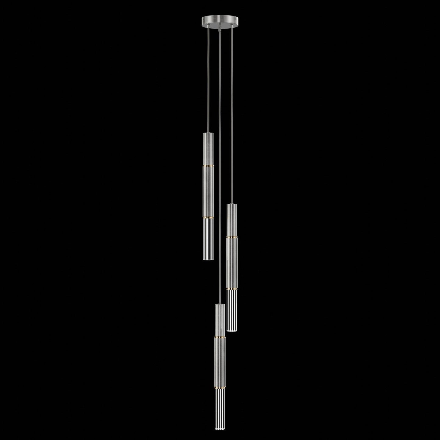 8.5-Inch Tubular LED Pendant Light / Silver Leaf / Brass / No Skin