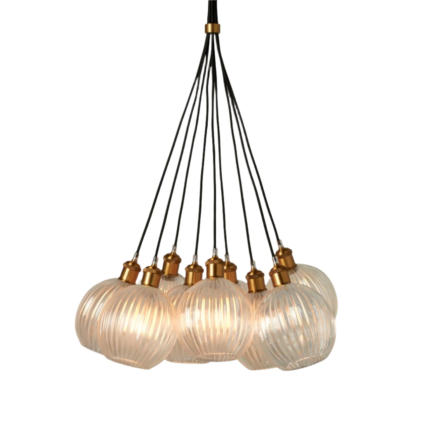 9-Light Clear or White Pendant Light / Clear/Brass