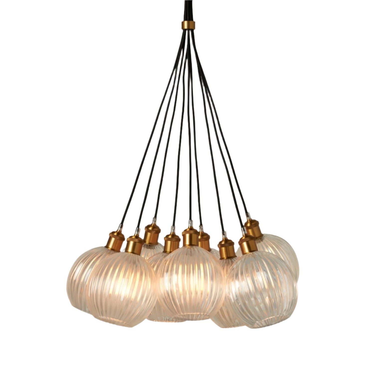 9-Light Clear or White Pendant Light / Clear/Brass