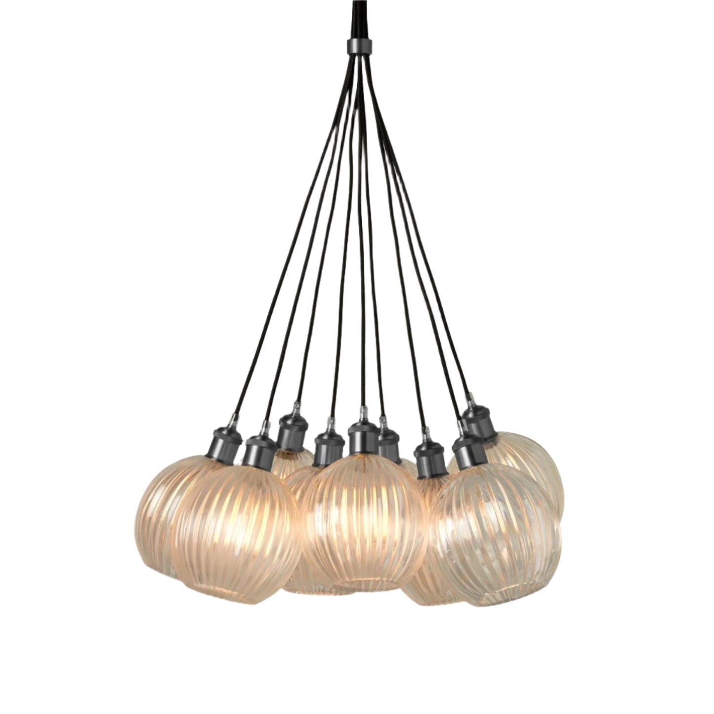 9-Light Clear or White Pendant Light / White/Brass