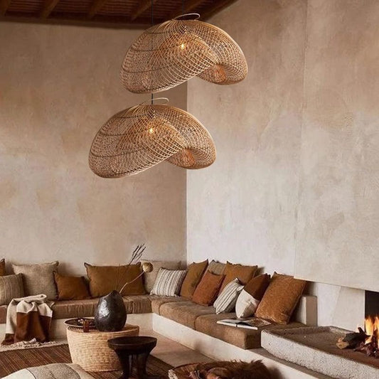 Handwoven Rattan Nordic Chandelier / Light Brown 40CM