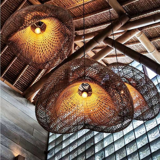 Handwoven Rattan Nordic Chandelier / Light Brown 50CM
