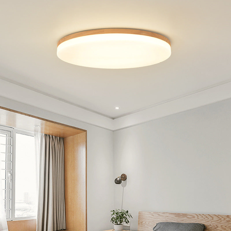 Japanese Minimalist Wood LED Ceiling Light / Segmented Three Colors / D48x5cm 36w