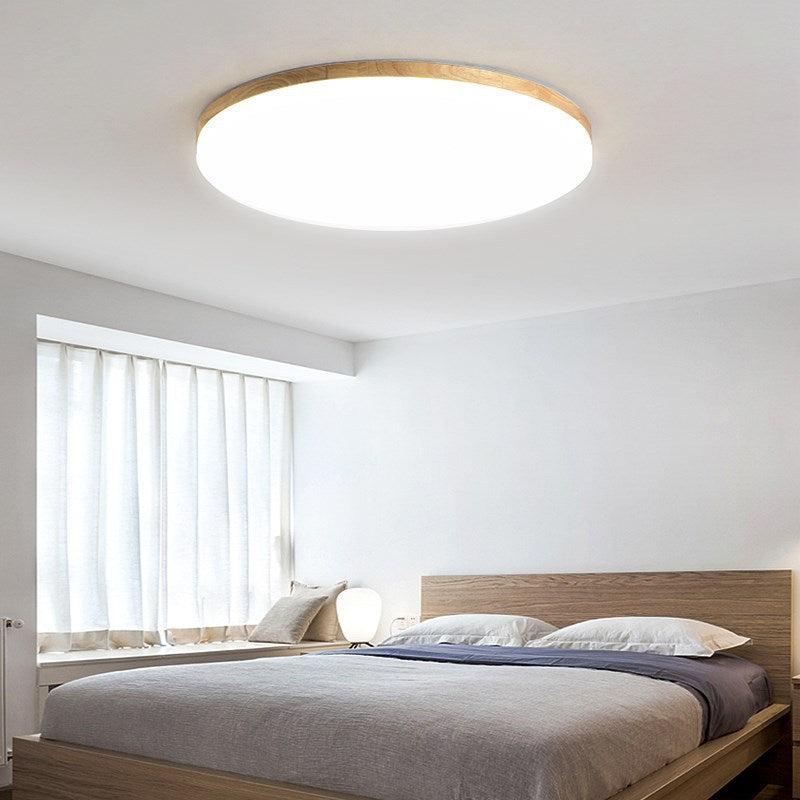 Japanese Minimalist Wood LED Ceiling Light / Segmented Three Colors / D38x5cm 24w
