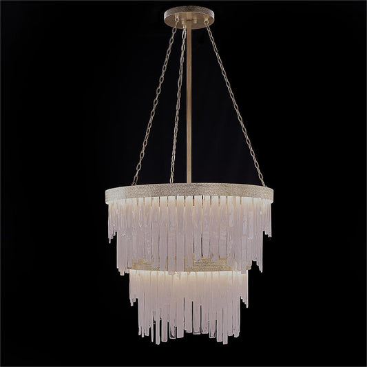 Two-Tier Alabaster Glass LED Chandelier / Default Title