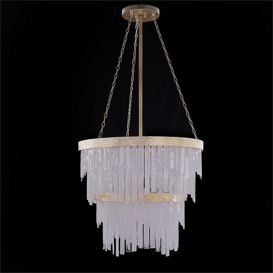 Two-Tier Alabaster Glass LED Chandelier