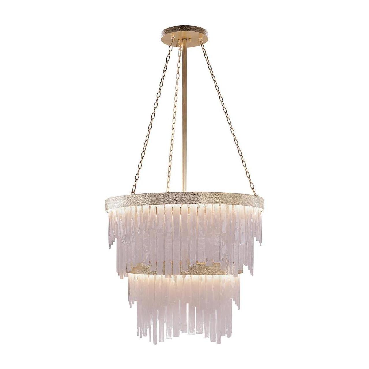 Two-Tier Alabaster Glass LED Chandelier