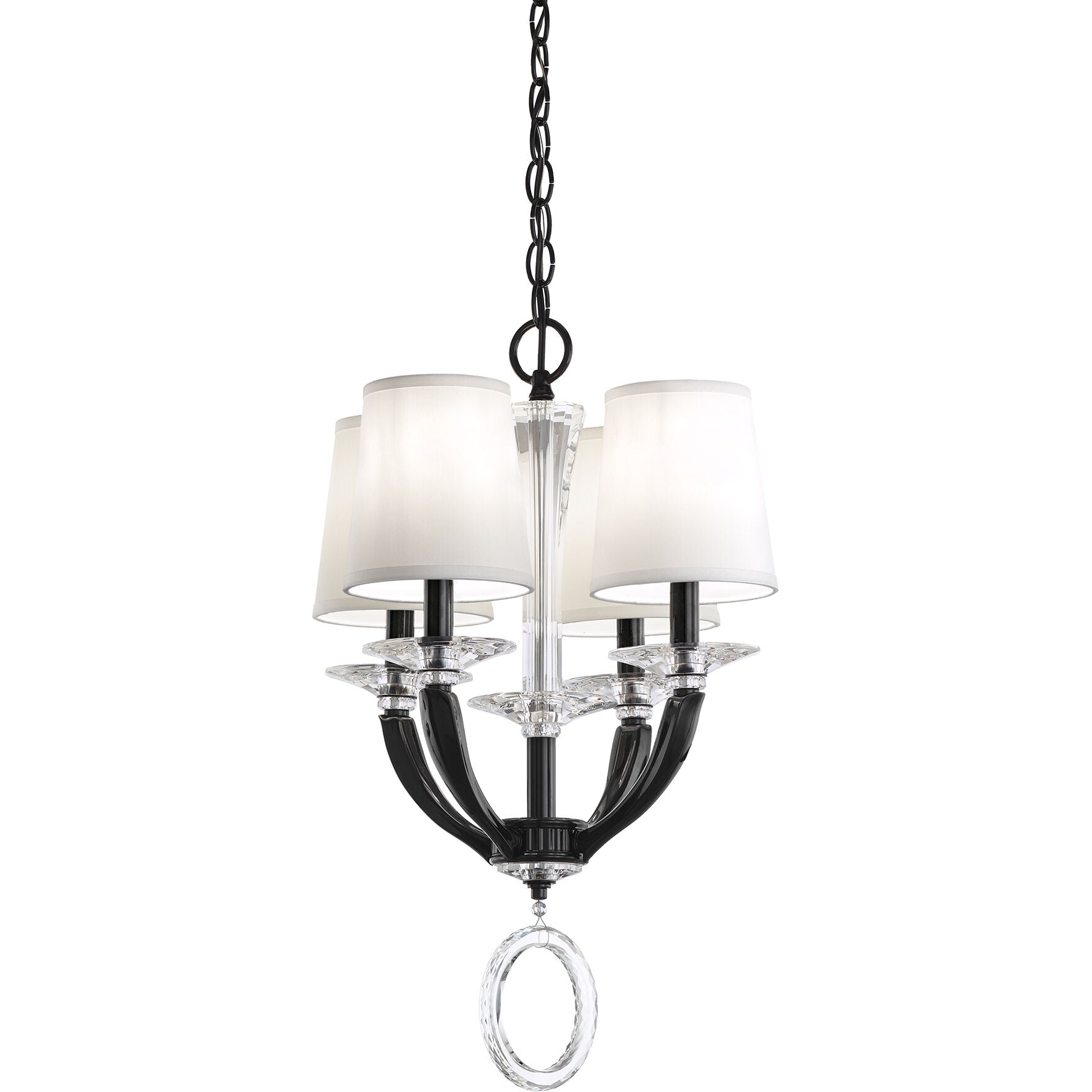 White Crystal Mini Pendant Light / Jet Black