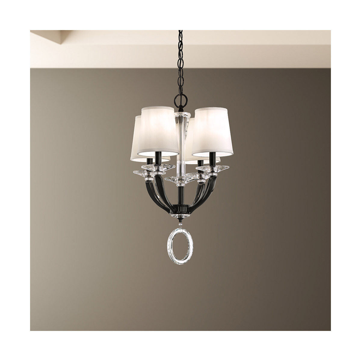 White Crystal Mini Pendant Light / Heirloom Bronze